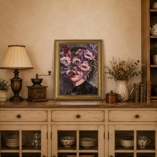 Dark Gothic Surreal Floral Eye Canvas Wall Art - 16x24 Inch Variation 2