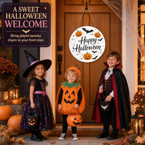 Cute Ghost Halloween Sign - Happy Halloween Door Wall Decor - Boo Variation