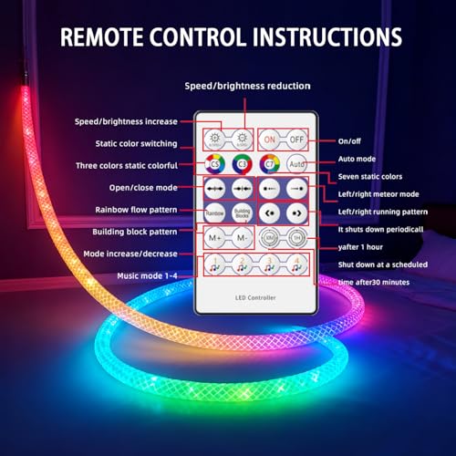 9.84FT LED Neon Woven Light Strip with App Control & Music Sync - Waterproof RGB RGB for Home & Party Decor