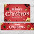 Christmas Party Banner and Backdrop Set Pink - Indoor & Outdoor Decoration with Ribbons - Variation of Christmas Red 2