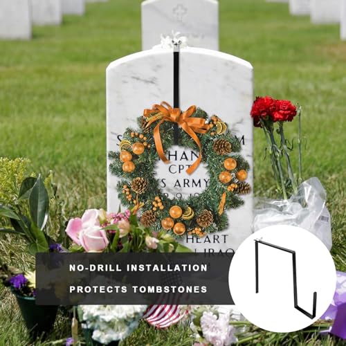 Cemetery Wreath Hangers 2 Pack - Adjustable Grave & Headstone Decorations