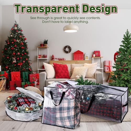 Extra Large Christmas Tree Storage Bag & Wreath Container - 9 Ft & Garland Tote