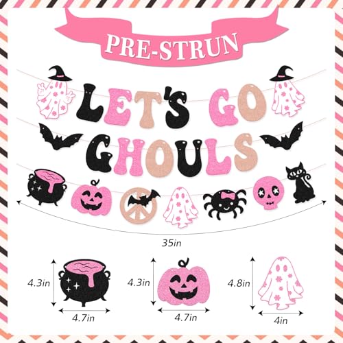 Halloween Party Banner Let’s Go Ghouls Glitter Decor for Bachelorette & Events