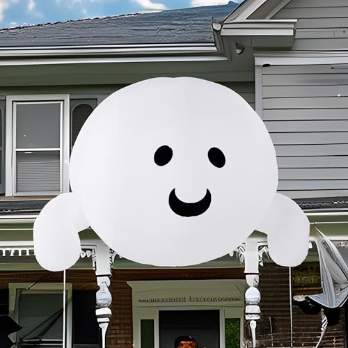 4.5ft Inflatable Ghost Halloween Yard Decoration with LED Lights for Outdoor Roof & Lawn