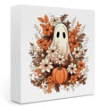 Ghost Halloween Wooden Sign - Spooky Floral Ghost Wooden Box Decor - Variation of Ghost Flower