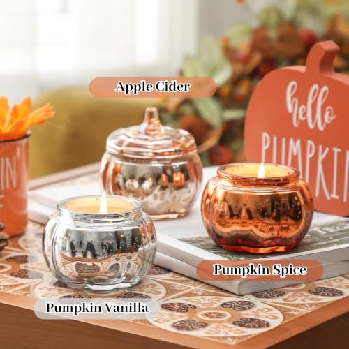 Pumpkin Shaped Scented Candle Set - Fall Pumpkin Spice & Cider