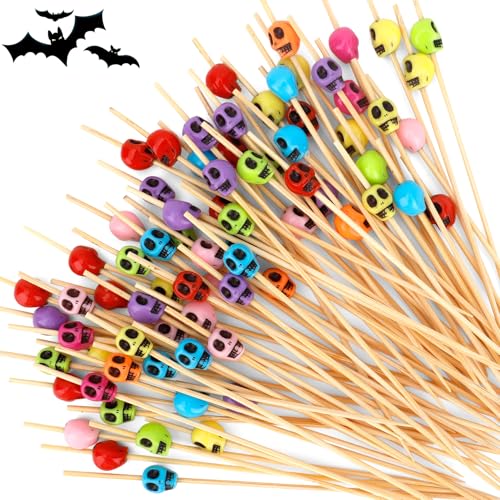 200 PCS Skull Toothpick Cocktail Picks for Drinks & Party Decor - Halloween Food Accessories