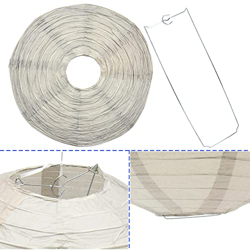 Grey Paper Lanterns 3-Pack - 12 Inch Decorative Round Chinese Party Lanterns for Wedding & Celebration