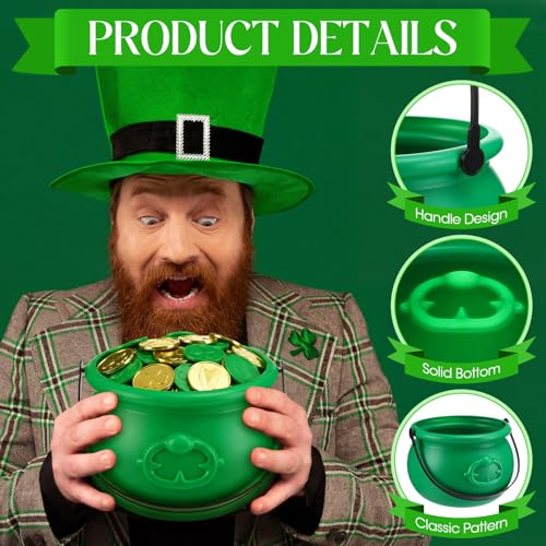 Green Cauldron Pot of Gold Set - 2 Pcs St. Patrick's Day Decorations