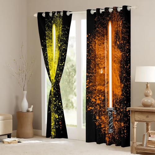Saber Curtain Set - Insulated Darkening Window Drapes for Bedroom & Living Room