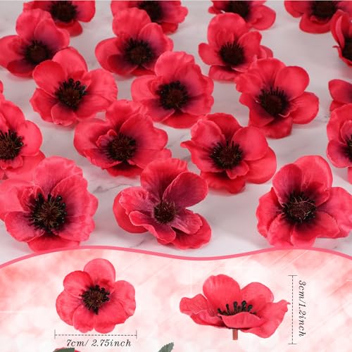 300 Pieces Red Fake Poppies Flowers Artificial Decor for Halloween & Memorial