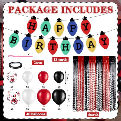 Spooky Black and Red Party Decorations Set with Balloons and Fringe Backdrop