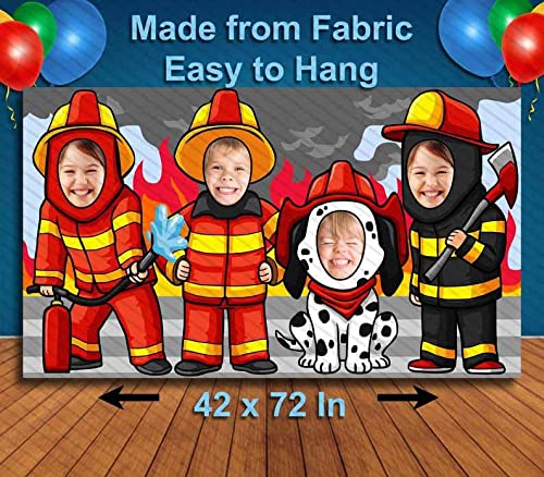 Firefighters Hole in Face Cutout Banner for Party Decorations - 42 x 72 Inches