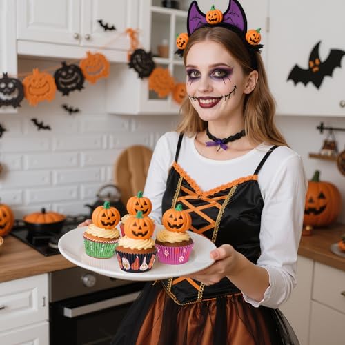 Halloween Cupcake Liners Pack - Castle and Pumpkin Pattern, Style A, 100 pcs