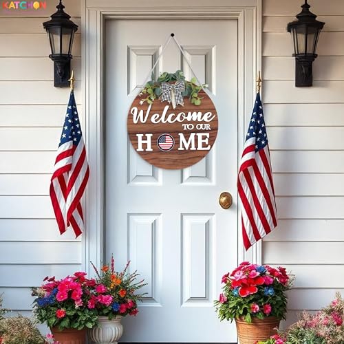 Multicolor Interchangeable Wood Welcome Sign with 21 Seasonal Inserts for Front Door