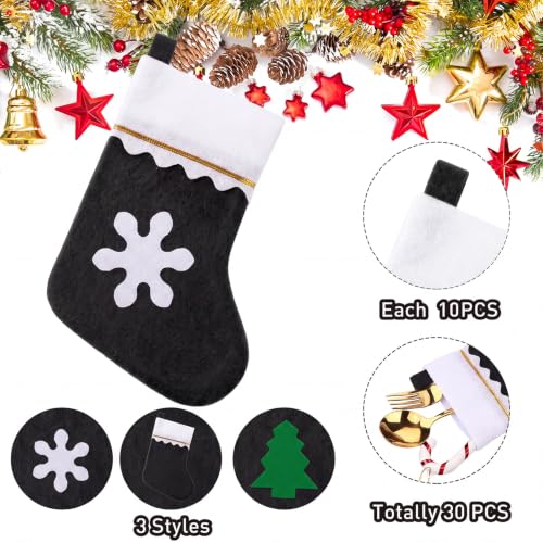 Black Felt Christmas Stockings Bulk Set - Gold Trim, 30 Pieces