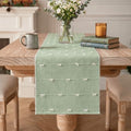 Cotton & Polyester Sage Green Rustic Table Runner - 12 x 72 Inch Farmhouse Dining Decor