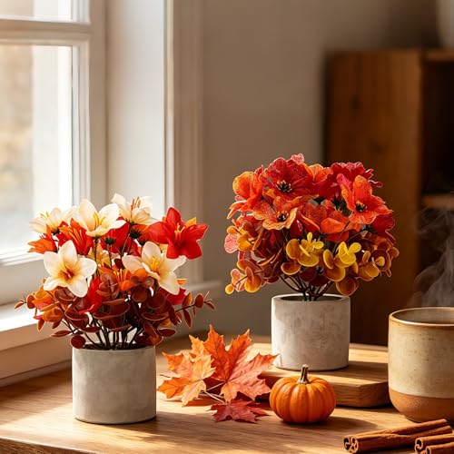 Fall Decor Set for Thanksgiving Autumn Home Fireplace - Orange Variation