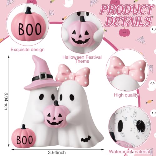 Pink Halloween Ghost Figurine - Resin Decor with Pumpkin & Witch Hat - Variation: Ghost