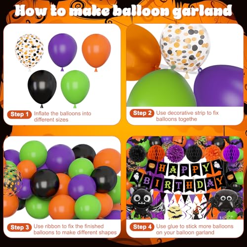 Halloween Birthday Party Decorations Set with Banner, Balloons & More