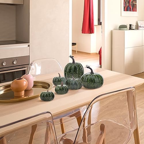 Green Artificial Foam Pumpkins for Halloween & Fall Decorations - 6 Pack