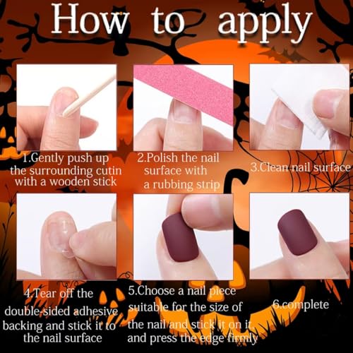 Halloween Press On Nails Long Square Fake Nails Horror Blood Ghost Design - Variation of THIS listing Hallowen / Style-28
