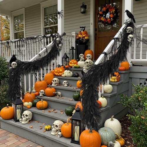 5.9 FT Black Artificial Norfolk Pine Garland Halloween Christmas Decor - Variation 1