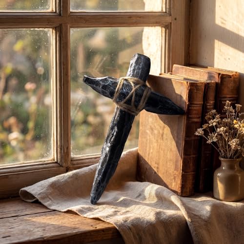Rustic Gothic Cross Figurine Decor Resin Wall Sculpture for Home or Altar