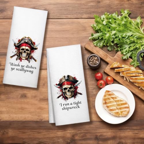 WUUCK00 2pcs Halloween Skeleton Kitchen Towels - White9
