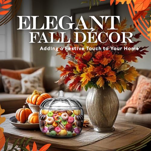 Large Glass Pumpkin Candy Jar with Lid – Fall Decor & Treat Storage