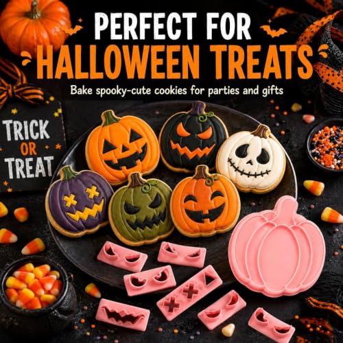 Halloween Cookie Cutters and Stamps Set - 13 Pumpkin Shapes