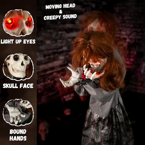 4ft Spooky Animatronic Skeleton Doll - Sound & Light Activated Halloween Decor