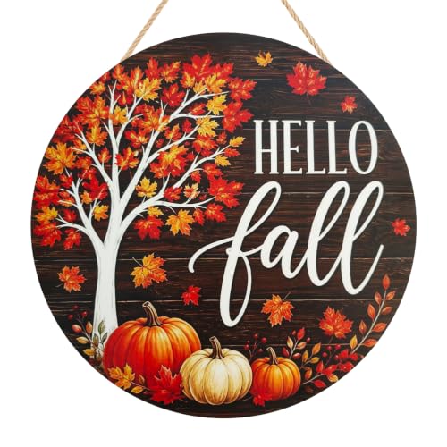 Fall Outdoor Welcome Sign for Front Door Halloween Decor - Rustic Wood