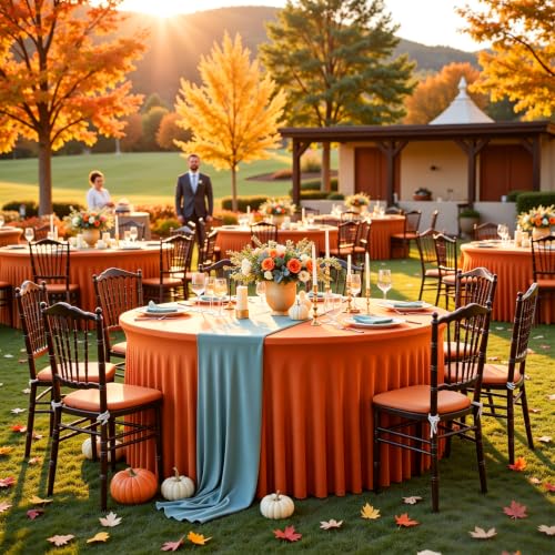 Burnt Orange Round Tablecloth 72 Inch - 4 Pack Fall Wedding Party Decor