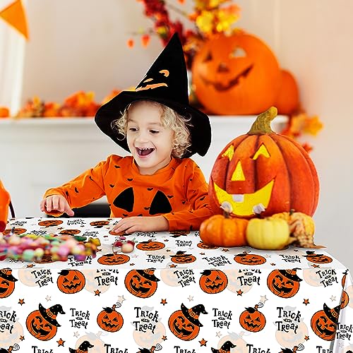 Trick or Treat Halloween Plastic Tablecloths 6 Pack - 54 x 108 Inch Pumpkin Design