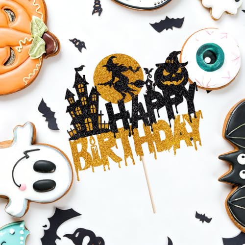 Halloween Birthday Cake Topper - Happy Halloween Party Decoration - Variation 1