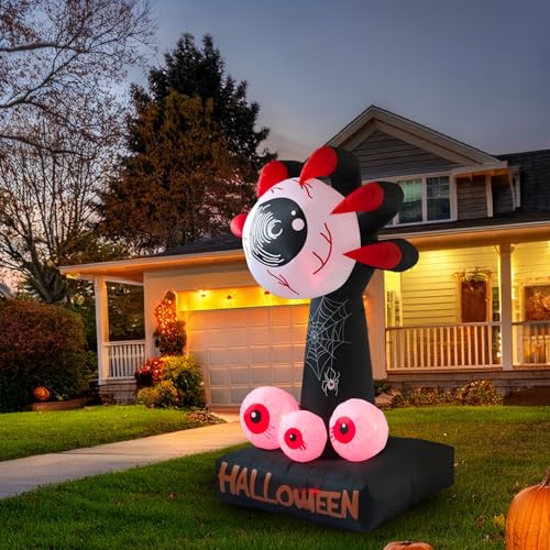 8ft Eyeball Halloween Inflatable with LED Lights - Spooky Yard Decor