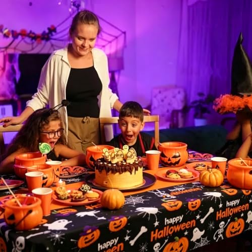 2 Pack Halloween Disposable Plastic Tablecloths 54x108 Inches - Spooky Party Decor