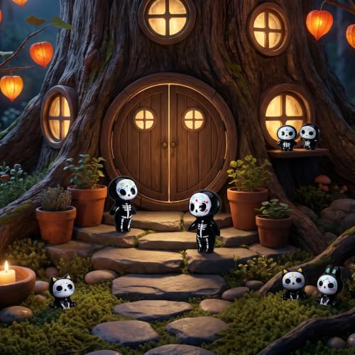 Mini Resin Sugar Skull Figurines Set - Halloween Day of the Dead Decor