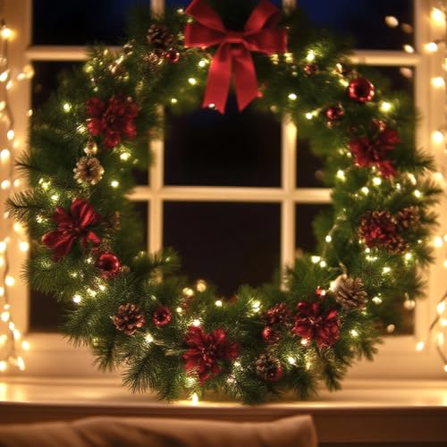 50ft Warm White LED Christmas String Lights Outdoor Battery Operated - 8 Modes