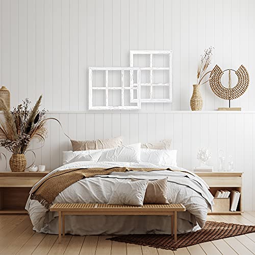 White Rustic Wood Window Frame Wall Decor - 18x22 Inch, 6 Pane - Weathered Finish