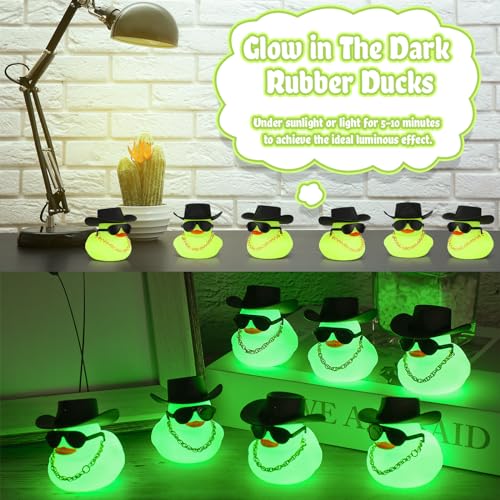 Rubber Duck Bath Toy Set with Mini Hat Sunglasses Necklace - Green 48 Pcs