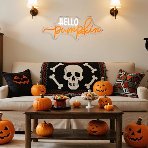 Hello Pumpkin Neon Light Sign Fall LED Wall Decor with Orange Glow - Variation of THIS listing