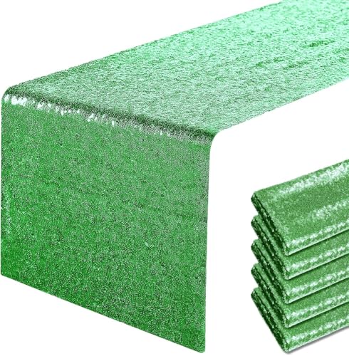 Grass Green Sequin Table Runner - 12x108 Inch Party & Wedding Decor - 6 Pack