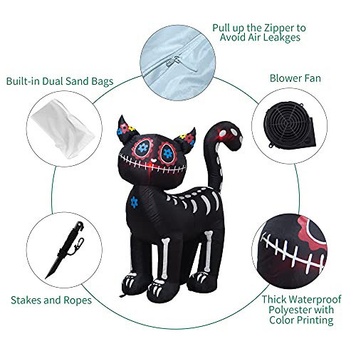 4ft Halloween Inflatable Black Cat with LED Lights - Outdoor Indoor Decor - Variation of THIS listing