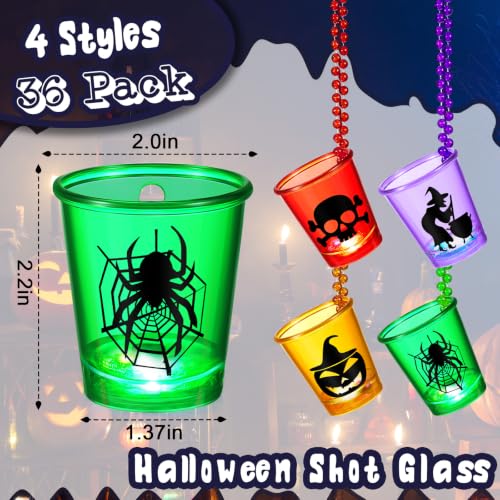 Halloween Shot Glass Necklace 36 Pcs Beaded Skull Plastic Cups - Stylish Style