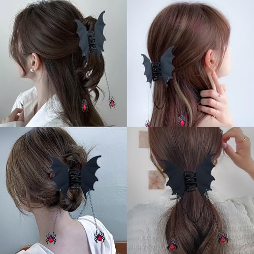 Halloween Bat Claw Hair Clips with Spider Decorations - Metal Costume Accessories