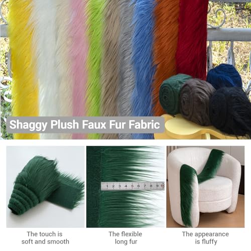 Faux Fur Fabric Precut Fluffy Fuzzy Craft Strips - Forest Green 36 x 62 Inch
