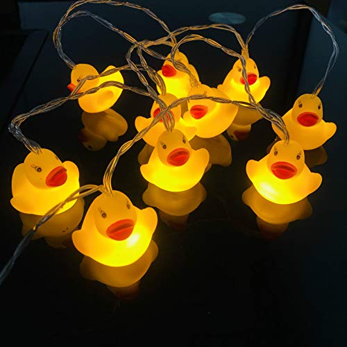 Cute Duck String Lights - 9.8ft Battery Operated Fairy Lights with 20 Warm White Ducks for Indoor Decor