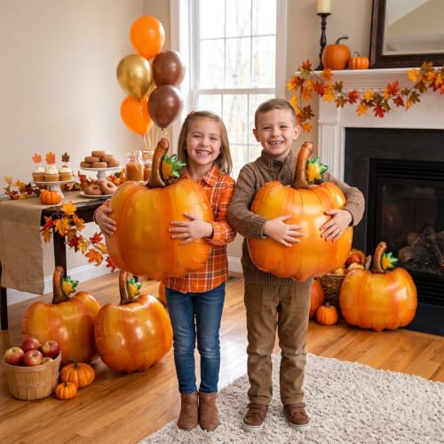 6pcs Fall Pumpkin Foil Balloons Thanksgiving Halloween Birthday Decorations
